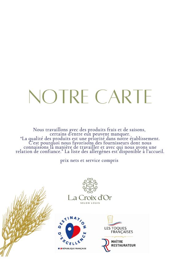 Carte et menus du restaurant La Croix d'Or selon Louis à Pavilly