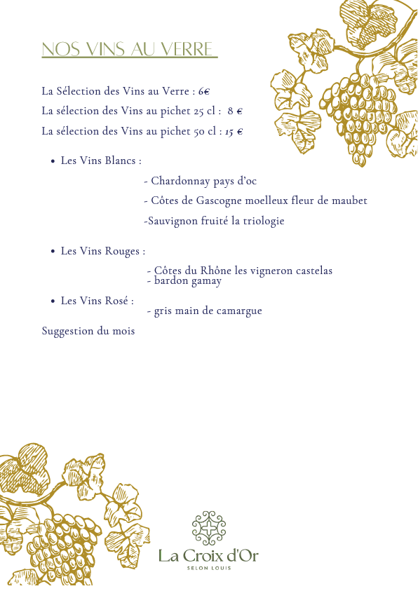 Carte et menus du restaurant La Croix d'Or selon Louis à Pavilly