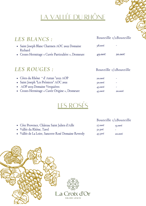 Carte et menus du restaurant La Croix d'Or selon Louis à Pavilly